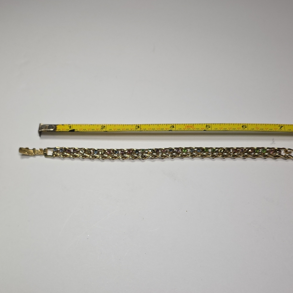 Elegant Gold Bracelet with Multicolor Stones - Picture 4 of 9